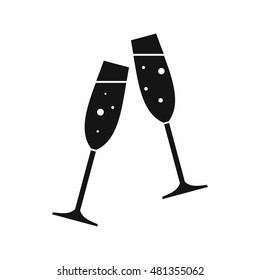 Two glasses of champagne in simple style isolated on white background vector illustration