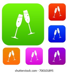 Two glasses of champagne in simple style isolated on white background vector illustration