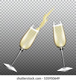 Two glasses of champagne with splash