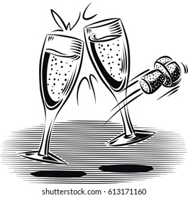 Two glasses of champagne in a toast