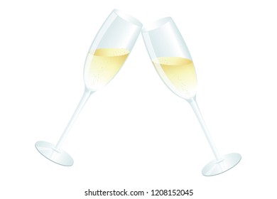 two glasses with champagne toast vector illustration EPS10