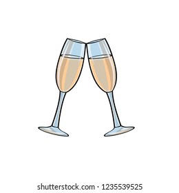 Two glasses of champagne , vector 