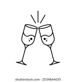 two glasses with champagne vector design template