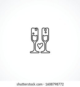 Two Glasses of Champagne vector icon on white background