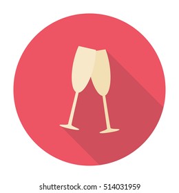 Two glasses of champagne vector icon.