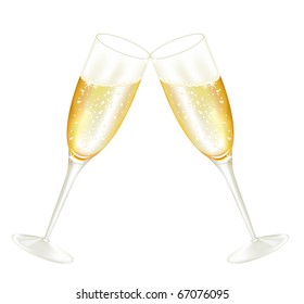 Two  glasses of champagne, vector illustrated