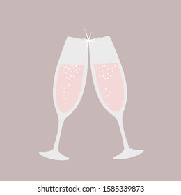 Two glasses of champagne. Vector Illustration.