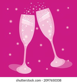 Two glasses of champagne. Vector illustration of two glasses of sparkling wine.