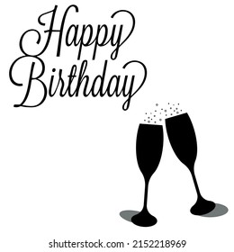 Two glasses of champagne. Vector illustration of two glasses of sparkling wine.