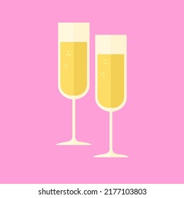Zwei Gläser Champagner. Vektorgrafik.