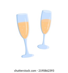 Dos copas de champán. Ilustración vectorial.