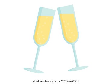 Two glasses of champagne. Vector illustration.