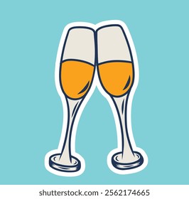 Two glasses of champagne vector illustration