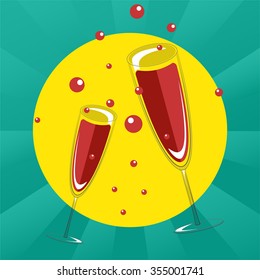 two glasses of champagne vector illustration