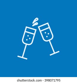 Two glasses of champaign line icon.