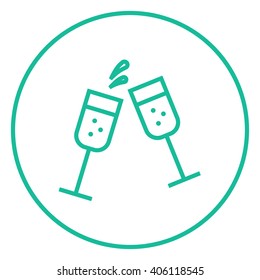 Two glasses of champaign line icon.
