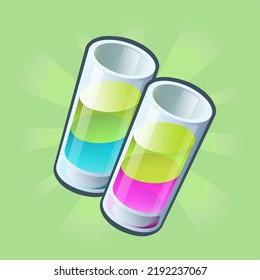 two glasses with a cocktail Different colors. Illustration