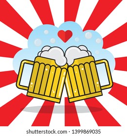 Two glasses with cold beer.cheer beer glasses.
