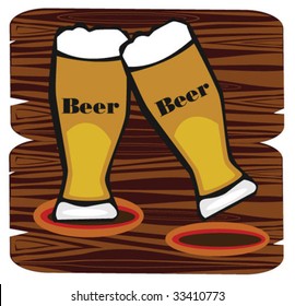 two glasses of draft beer in vector
