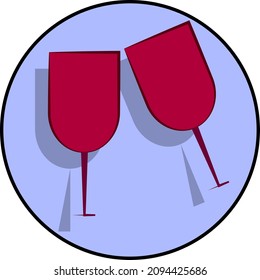 Dos vasos. Bebe. Icono. Celebración. Ilustración vectorial.