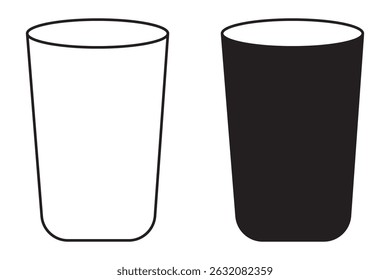 Two Glasses Of Drink Outline And Solid Fill Isolated. Glass icon. Set of glass icon on white background. 