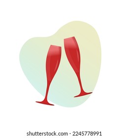 two glasses with fampagne.vector illustration