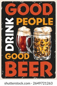Dois copos cheios de cerveja exibem uma atmosfera vibrante. As bebidas apresentam cores ricas e tops espumosos convidando amigos e bons tempos. Perfeito para reuniões e celebrações.