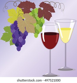 Two glasses and grapes