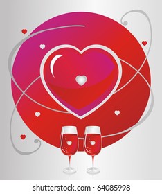 Two glasses with a heart symbol