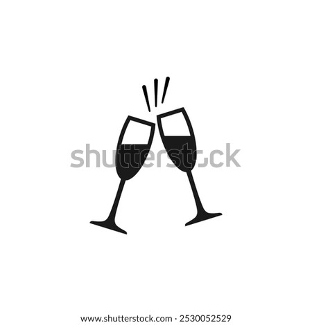 Two glasses icon. Clink, cheers and toasting. 