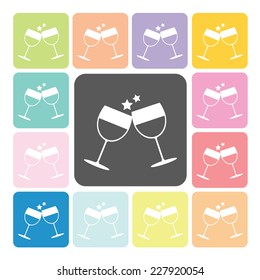 Two glasses Icon color set vector illustration.