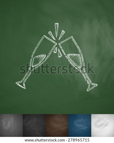 two glasses icon. Hand drawn vector illustration. Chalkboard Design