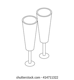 Two glasses icon, isometric 3d style