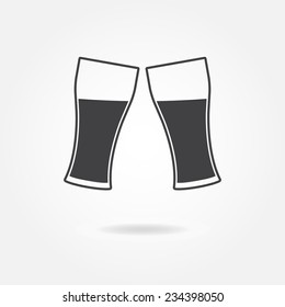Two Glasses Isolated On White Background. Cheers Icon Or Sign. Vector Illustration.