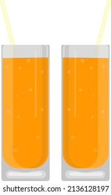 Two glasses of juice, illustration, vector on a white background.