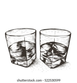 Two glasses with liquid.Isolated on white background.Vector illustration