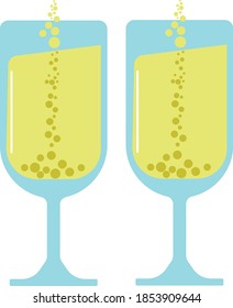 dos gafas en piernas delgadas con champán