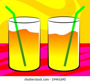 two glasses of orange juice	