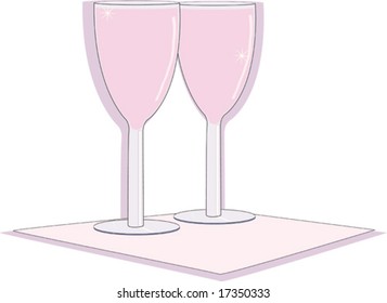 Two glasses with pink drink and shadow