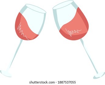 Two glasses of red wine for celebration of Valentine's day.