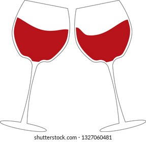 two glasses of red wine or cheers icon.