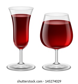Two glasses of red wine. Illustration for design