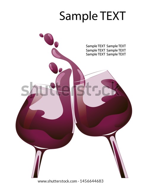 Two Glasses Red Wine On White Stock Vector Royalty Free 1456644683