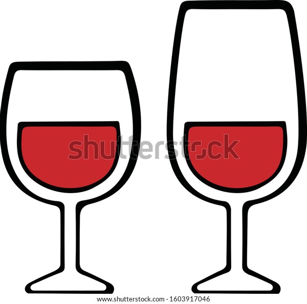 Two Glasses Red Wine Pop Art Stock Vector Royalty Free 1603917046