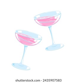 two glasses of rose champagne	