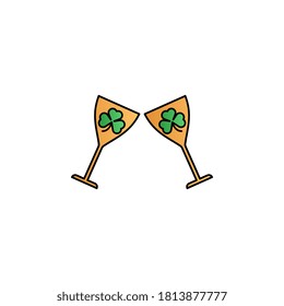 Two glasses, shamrock color gradient vector icon