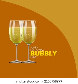 Two glasses of sparkling wine with bold text on orange background, National Bubbly Day June 4