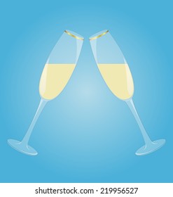 Two glasses with sparkling wine mirrored