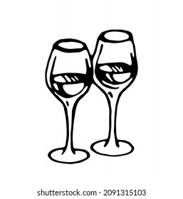 Dos vasos. Vector clipart. Dibujo de mano