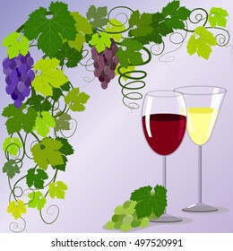 Two glasses and vine branches